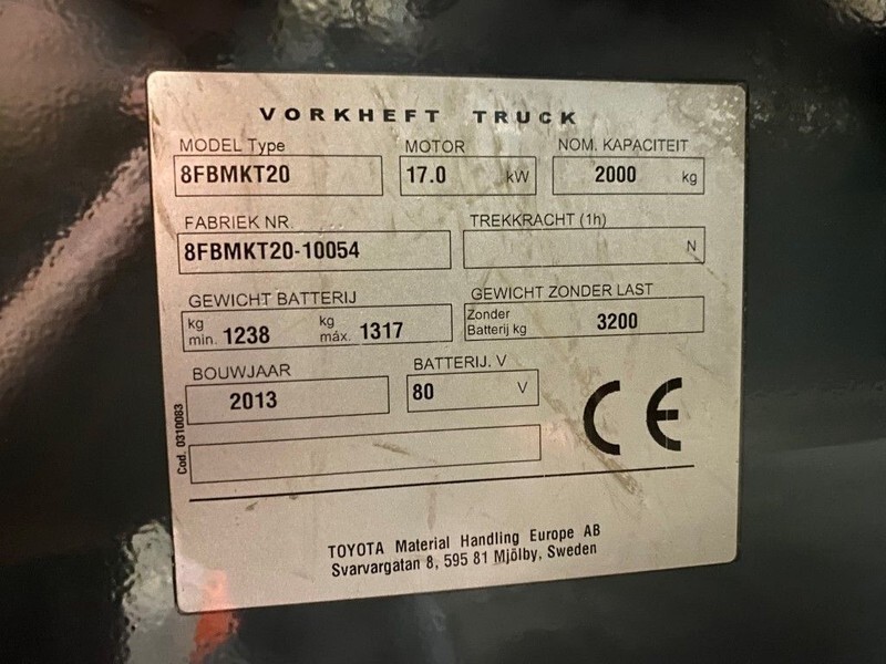 Toyota 2 ton Traigo 20 Duplex Freelift Sideshift Elektra Heftruck - Električni viljuškar: slika 5 Toyota 2 ton Traigo 20 Duplex Freelift Sideshift Elektra Heftruck - Električni viljuškar: slika 5