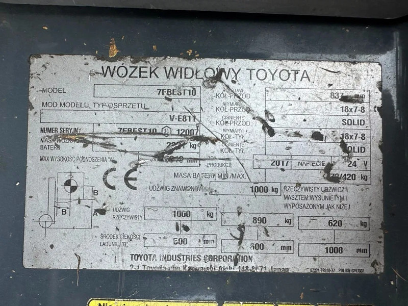 Toyota Traigo 10 7FBEST10 1 ton Duplex Sideshift Elektra Heftruck 2017 ! - Električni viljuškar: slika 4 Toyota Traigo 10 7FBEST10 1 ton Duplex Sideshift Elektra Heftruck 2017 ! - Električni viljuškar: slika 4