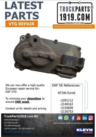 DAF VTG REPARATIE 2393599 / 2348173 / 2296204 / 2201112 / 2140163 / 2154699 / 2136753 EURO6 - Motor i delovi za Kamion: slika 1 DAF VTG REPARATIE 2393599 / 2348173 / 2296204 / 2201112 / 2140163 / 2154699 / 2136753 EURO6 - Motor i delovi za Kamion: slika 1