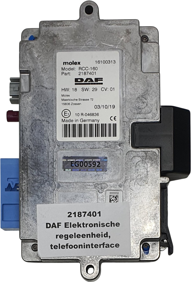 DAF ELEKTRONISCHE REGELENHEID, TELEFOONINTERFACE | 2187401 - Upravljačka jedinica za Kamion: slika 1 DAF ELEKTRONISCHE REGELENHEID, TELEFOONINTERFACE | 2187401 - Upravljačka jedinica za Kamion: slika 1