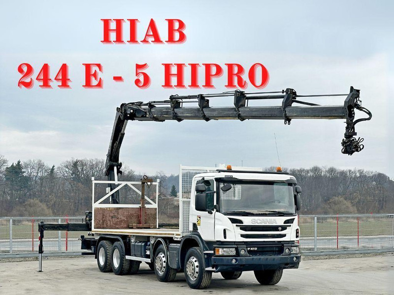 Scania P 410*PLATFORM 7,00m*HIAB 244 E-5 HIPRO+FUNK/8x4 - Kamion sa tovarnim sandukom, Kamion sa dizalicom: slika 1 Scania P 410*PLATFORM 7,00m*HIAB 244 E-5 HIPRO+FUNK/8x4 - Kamion sa tovarnim sandukom, Kamion sa dizalicom: slika 1