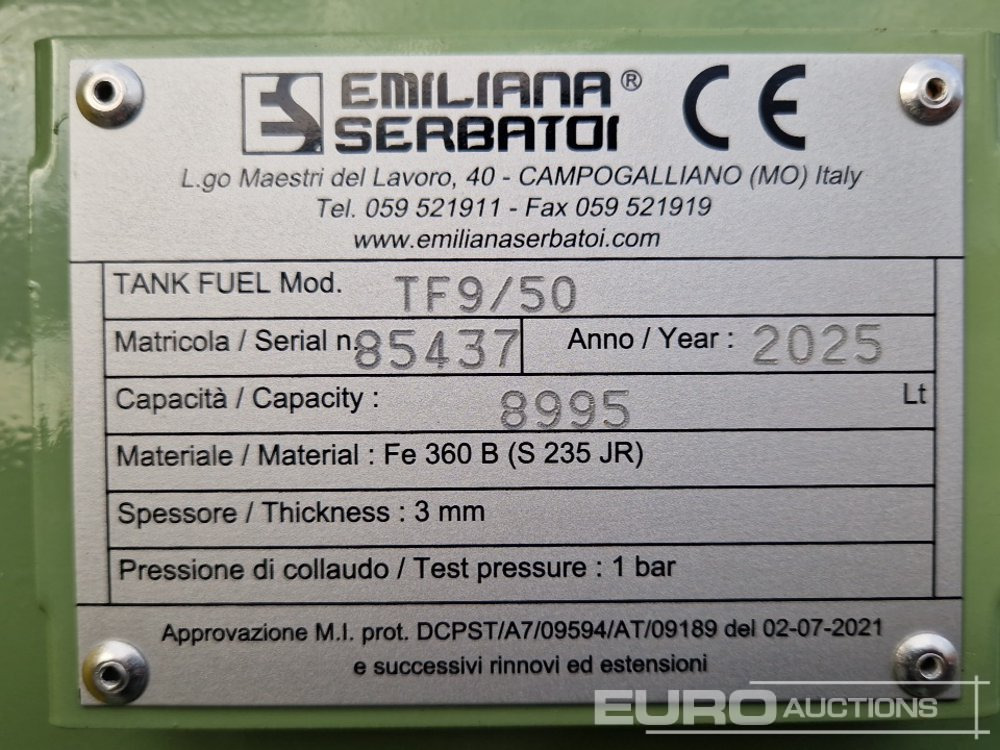 Rezervoar za skladištenje Unused 2025 Emiliana Serbatoi TF9/50: slika 11 Rezervoar za skladištenje Unused 2025 Emiliana Serbatoi TF9/50: slika 11
