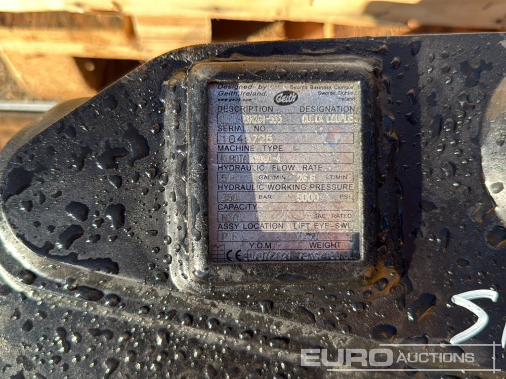 Geith Quick Coupler QC45-50H2G4-555 to suit Kubota KX080-4 (S/Ns 1045725, 1061012, 1053631, 1045727, 1045728) (5 of) - Brza spojnica: slika 5 Geith Quick Coupler QC45-50H2G4-555 to suit Kubota KX080-4 (S/Ns 1045725, 1061012, 1053631, 1045727, 1045728) (5 of) - Brza spojnica: slika 5