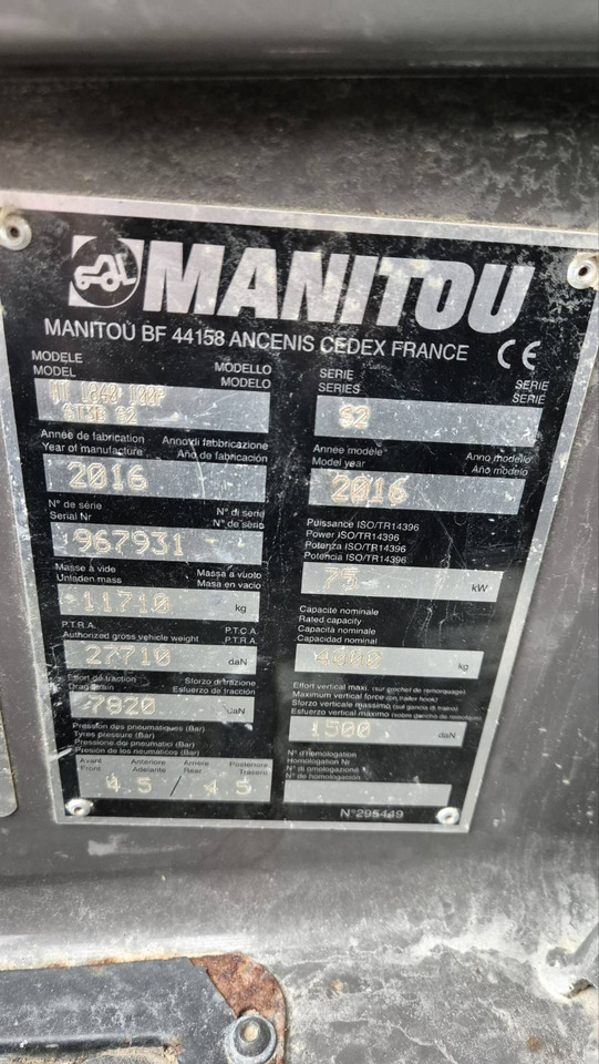 MANITOU MT1840 / 2016 - Teleskopski upravljač: slika 4 MANITOU MT1840 / 2016 - Teleskopski upravljač: slika 4