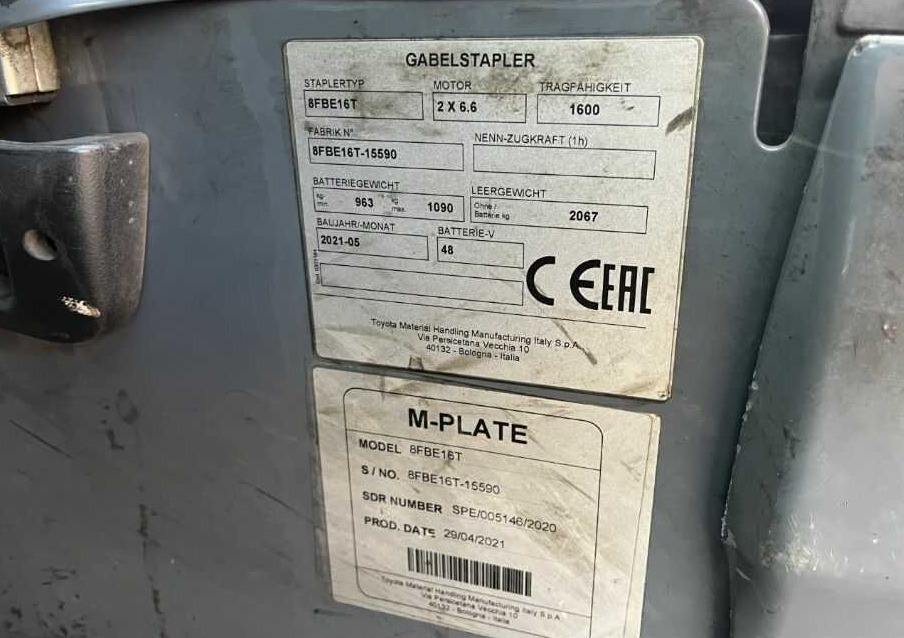 Toyota 8FBE16T - Električni viljuškar: slika 4 Toyota 8FBE16T - Električni viljuškar: slika 4