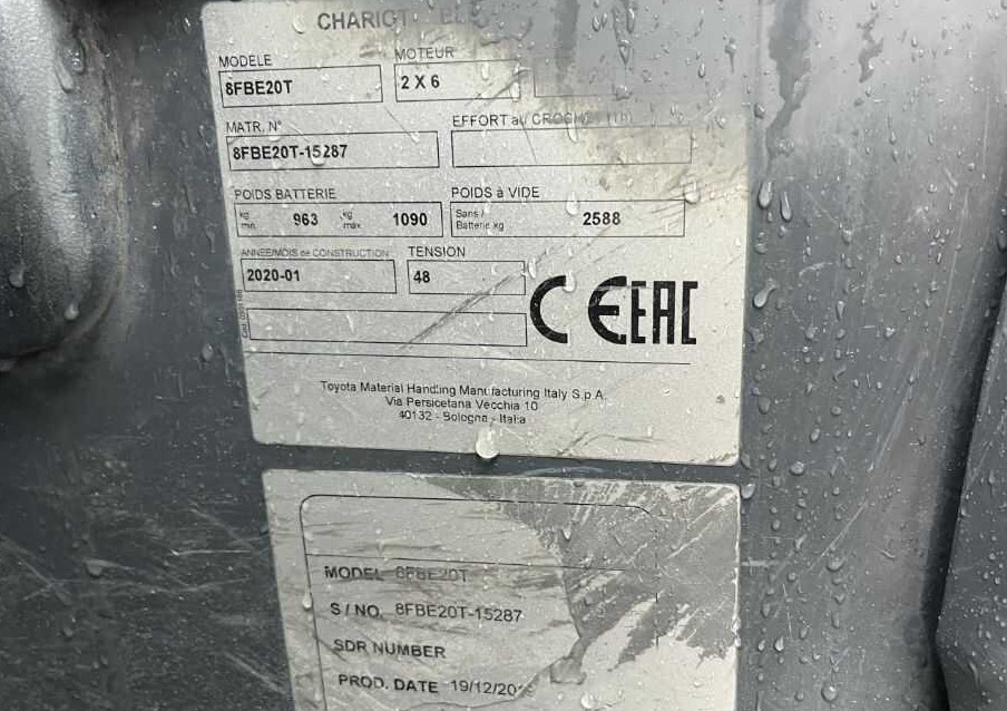 Toyota 8FBE20T - Električni viljuškar: slika 4 Toyota 8FBE20T - Električni viljuškar: slika 4
