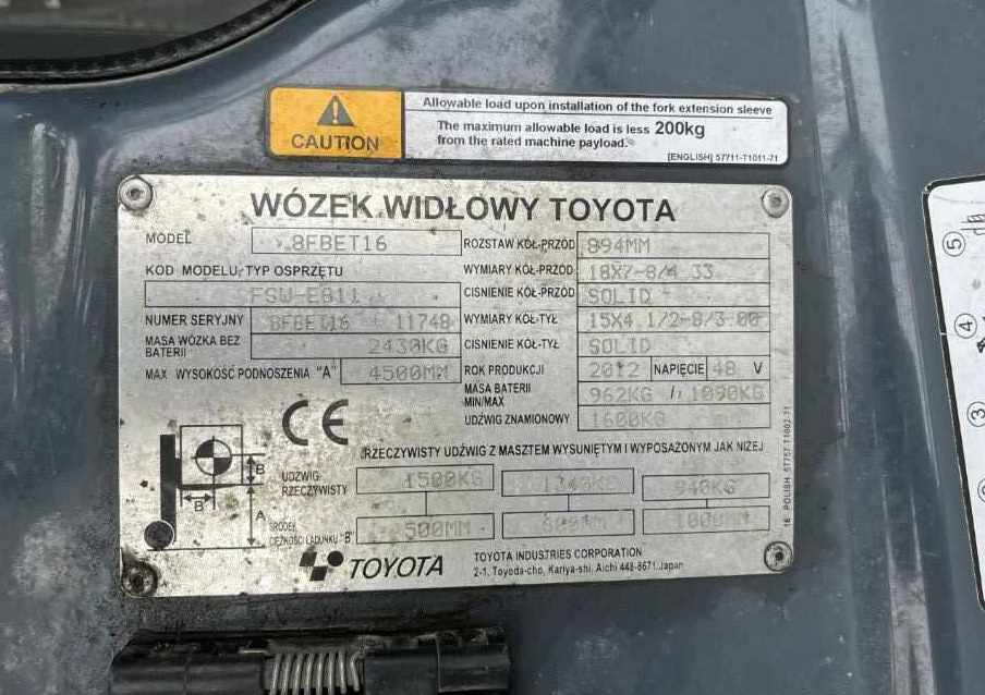 Toyota 8FBET16 - Električni viljuškar: slika 4 Toyota 8FBET16 - Električni viljuškar: slika 4