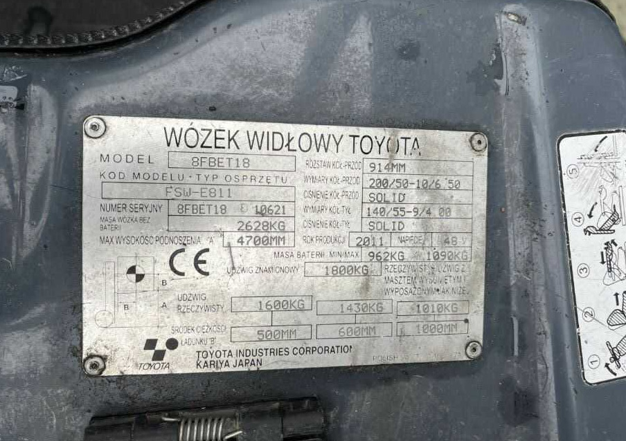 Toyota 8FBET18 - Električni viljuškar: slika 4 Toyota 8FBET18 - Električni viljuškar: slika 4