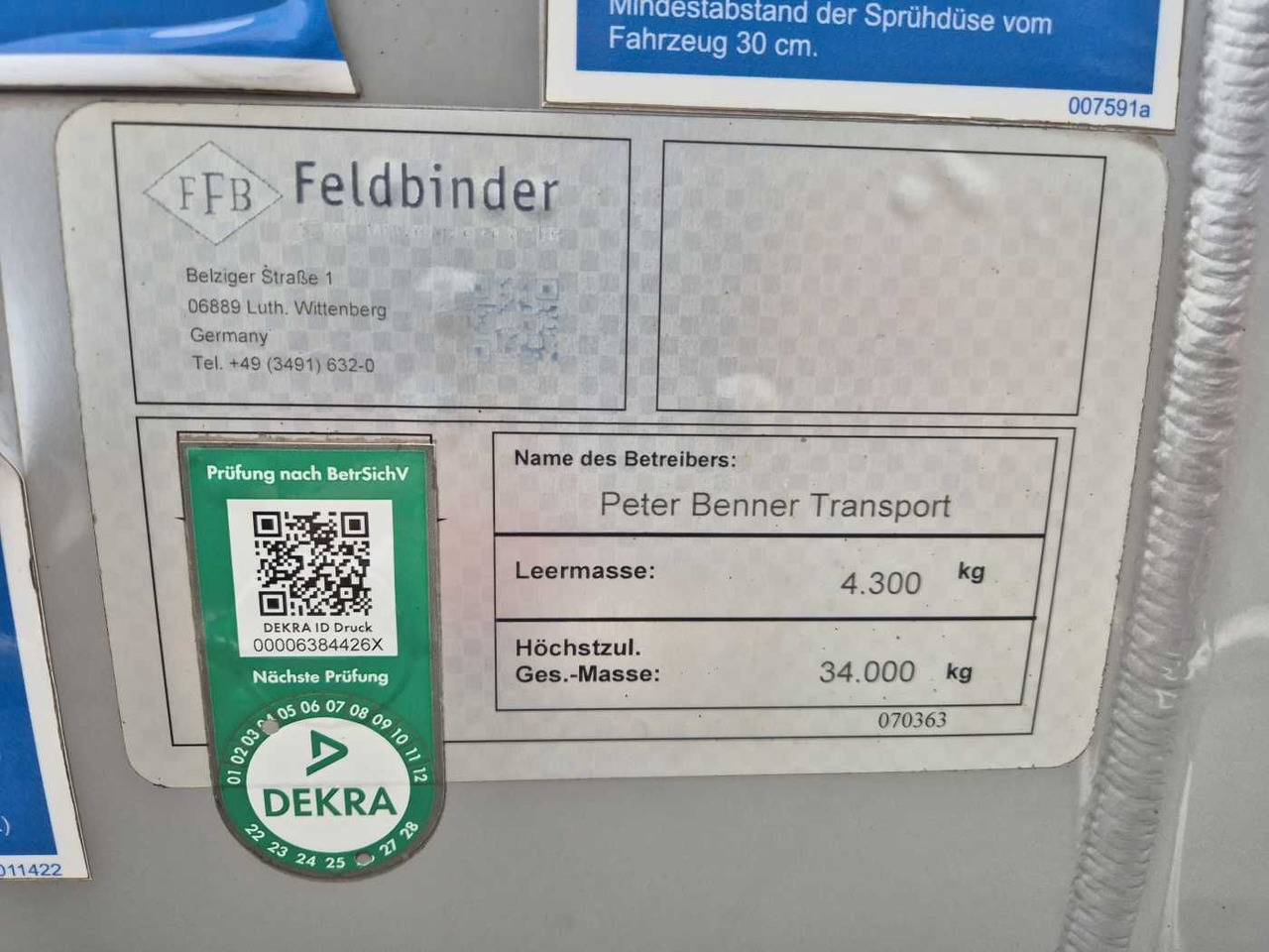Poluprikolica cisterna Feldbinder TSA 30.3 Gefahrgut ADR, 1 Kammer 30.000 Liter: slika 15