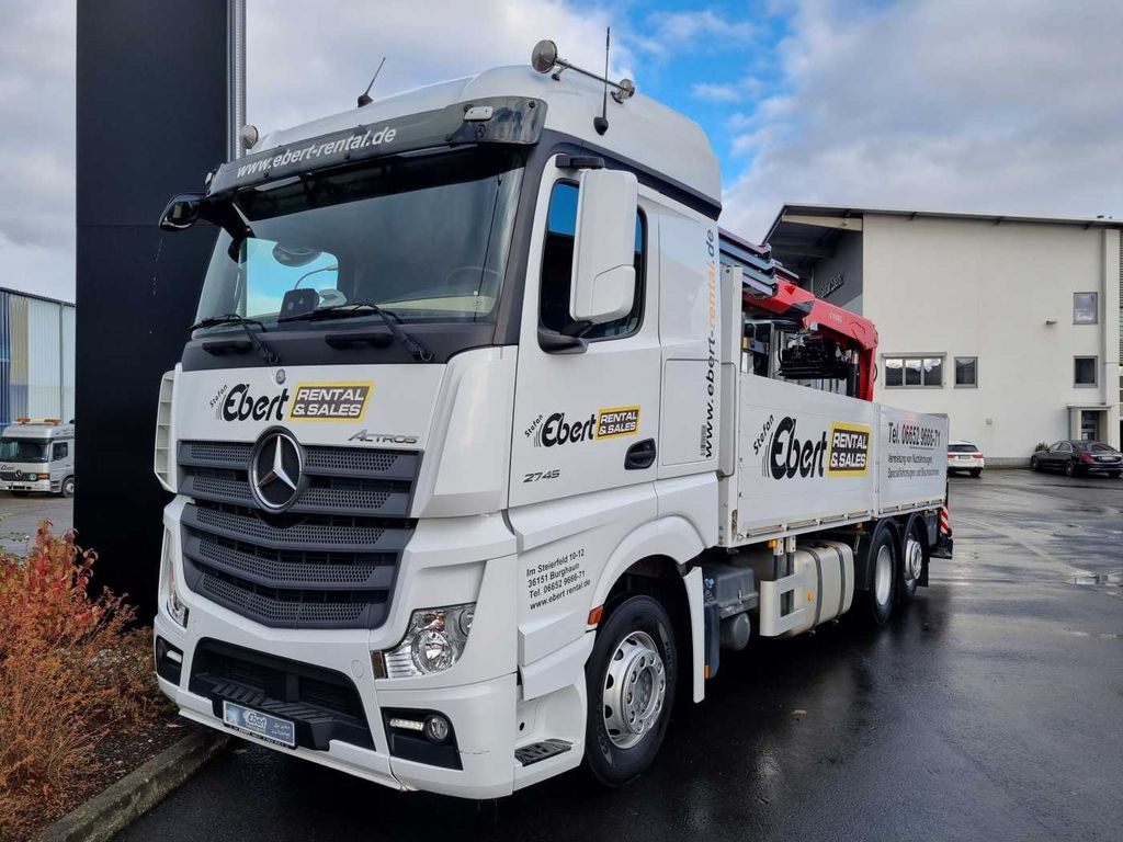 Mercedes-Benz Actros 2745 L 6x2 Baustoffpritsche+Kran Retarder - Kamion sa tovarnim sandukom, Kamion sa dizalicom: slika 2 Mercedes-Benz Actros 2745 L 6x2 Baustoffpritsche+Kran Retarder - Kamion sa tovarnim sandukom, Kamion sa dizalicom: slika 2