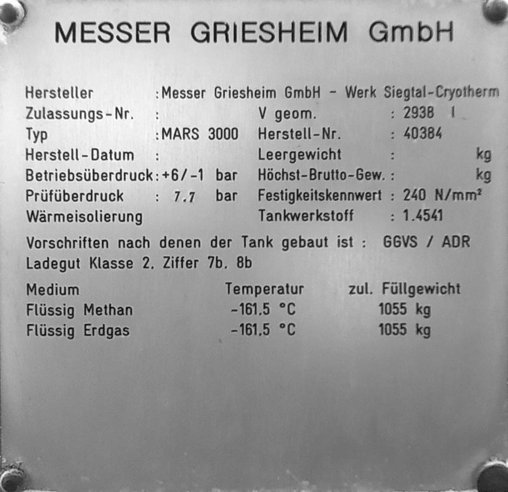 Korisno/ Posebno vozilo Messer Griesheim Tank semi-trailer LNG/CNG filling station Methan Gas Cryogenic: slika 15