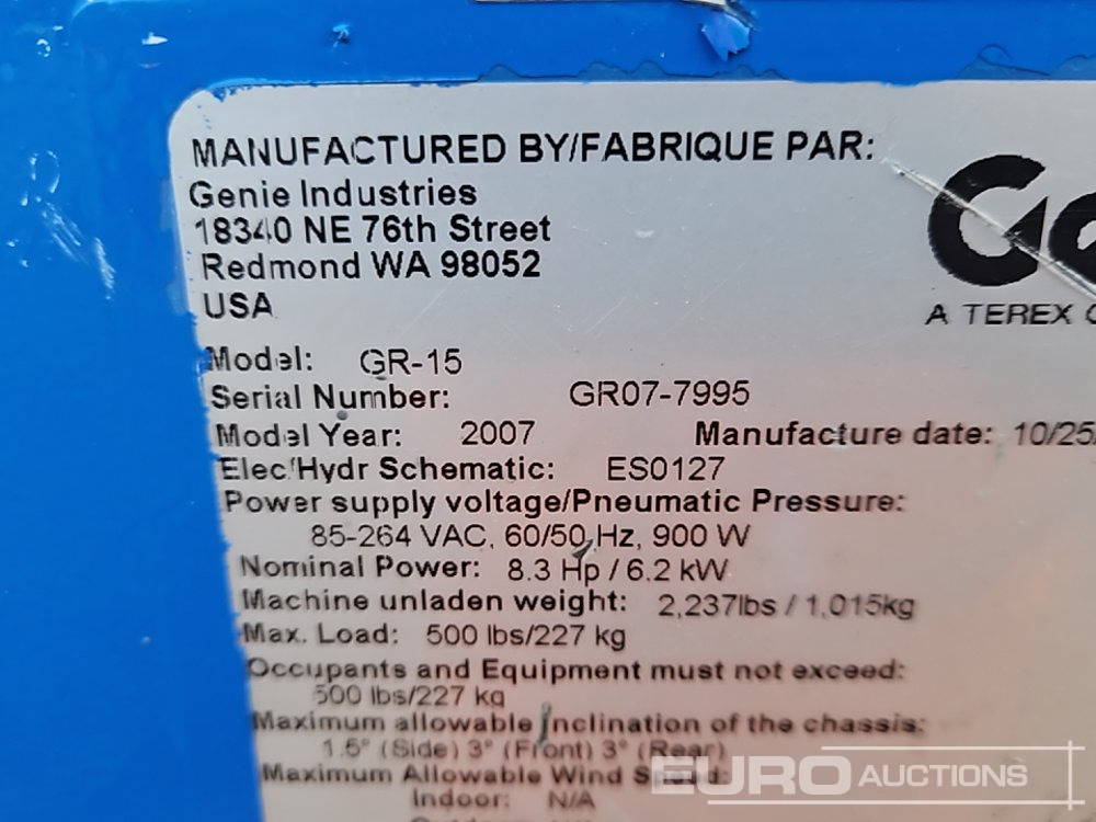 Jarbolna penjajuća platforma Genie GR-15: slika 25 Jarbolna penjajuća platforma Genie GR-15: slika 25