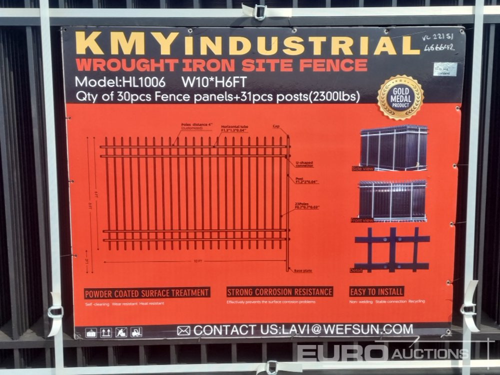 Građevinska oprema Unused 2025 KMY INDUSTRIAL Fencing,  (30 of), Fence Panels, (31 of), Posts (W10*H6"): slika 23