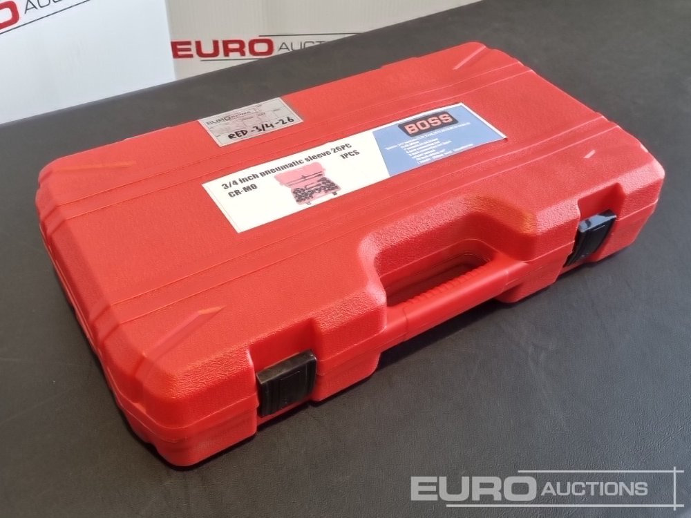 Unused Boss 3/4" 26pc Heavy Duty Pneumatic Socket Set, 4" Connecting Rod, 8" Connecting Rod Quick Ratchet Wrench, 20" Sliding Road, L Handle Sliding Head Extension Bar - Гаражна опрема: slika 1 Unused Boss 3/4" 26pc Heavy Duty Pneumatic Socket Set, 4" Connecting Rod, 8" Connecting Rod Quick Ratchet Wrench, 20" Sliding Road, L Handle Sliding Head Extension Bar - Гаражна опрема: slika 1