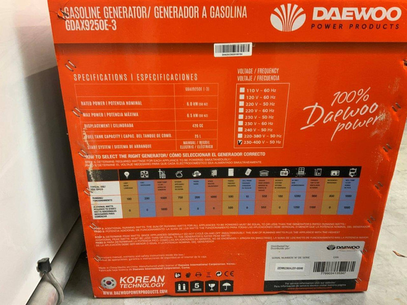 Daewoo GDAX9250E-3 - Set generatora: slika 5 Daewoo GDAX9250E-3 - Set generatora: slika 5