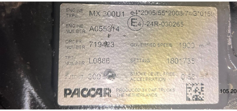 DAF MX-300U1 - Motor: slika 5 DAF MX-300U1 - Motor: slika 5
