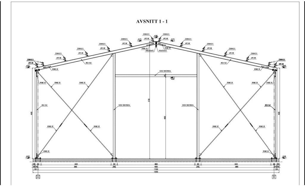 12x24 meter - 288 m2 - Građevinska oprema: slika 1 12x24 meter - 288 m2 - Građevinska oprema: slika 1