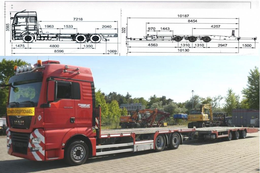 MAN TG-X 24.500 6x2-4 LL-U Pritsche Maschinentranspo - Kamion za prevoz automobila: slika 1 MAN TG-X 24.500 6x2-4 LL-U Pritsche Maschinentranspo - Kamion za prevoz automobila: slika 1